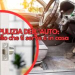 Auto sporca e in una cornice rotonda l'apertura della porta di casa