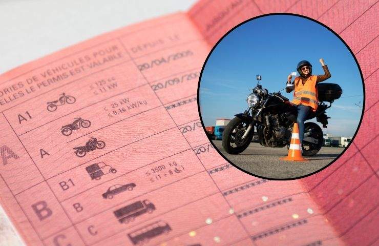 Ragazza affronta esame di guida della moto