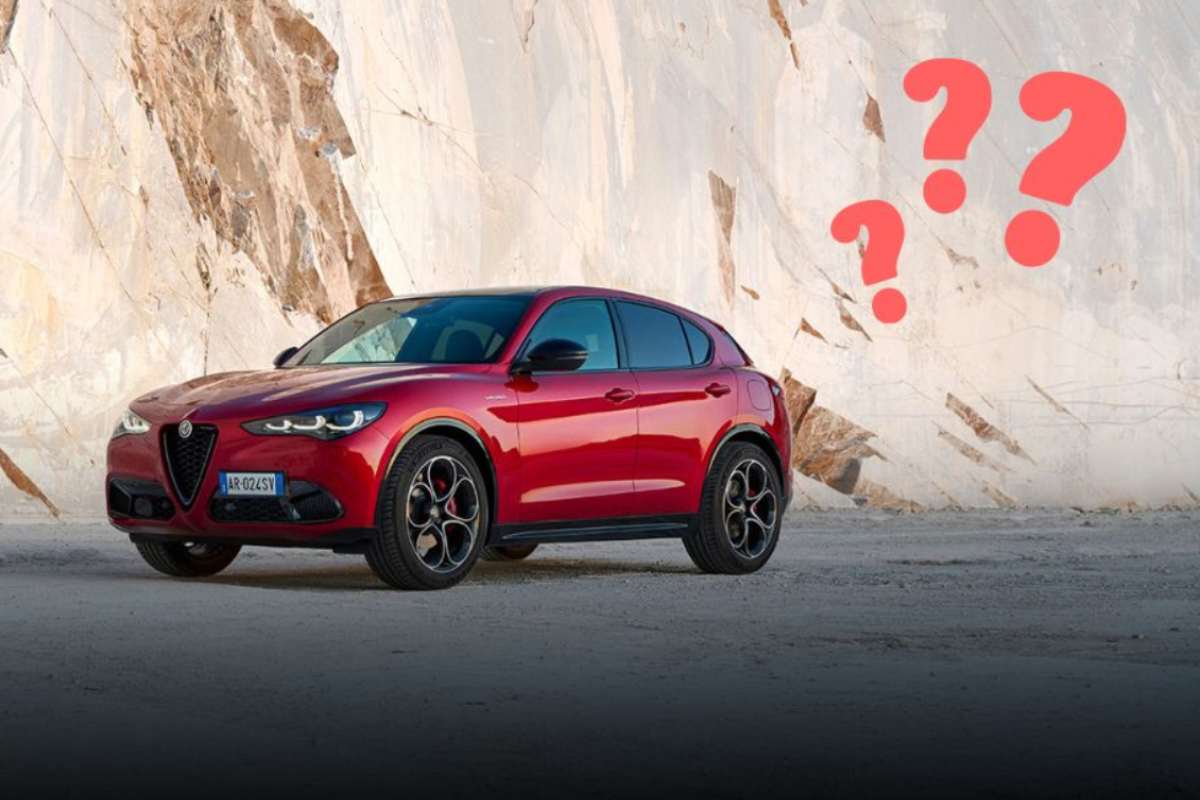 Alfa Romeo Stelvio e il disegno di tre punti interrogativi