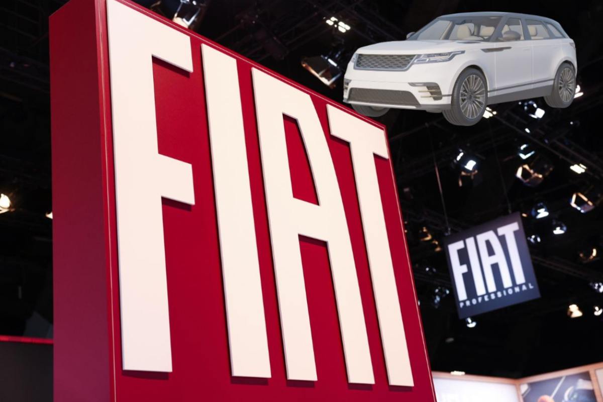 FIAT logo e in alto a destra il disegno di un SUV