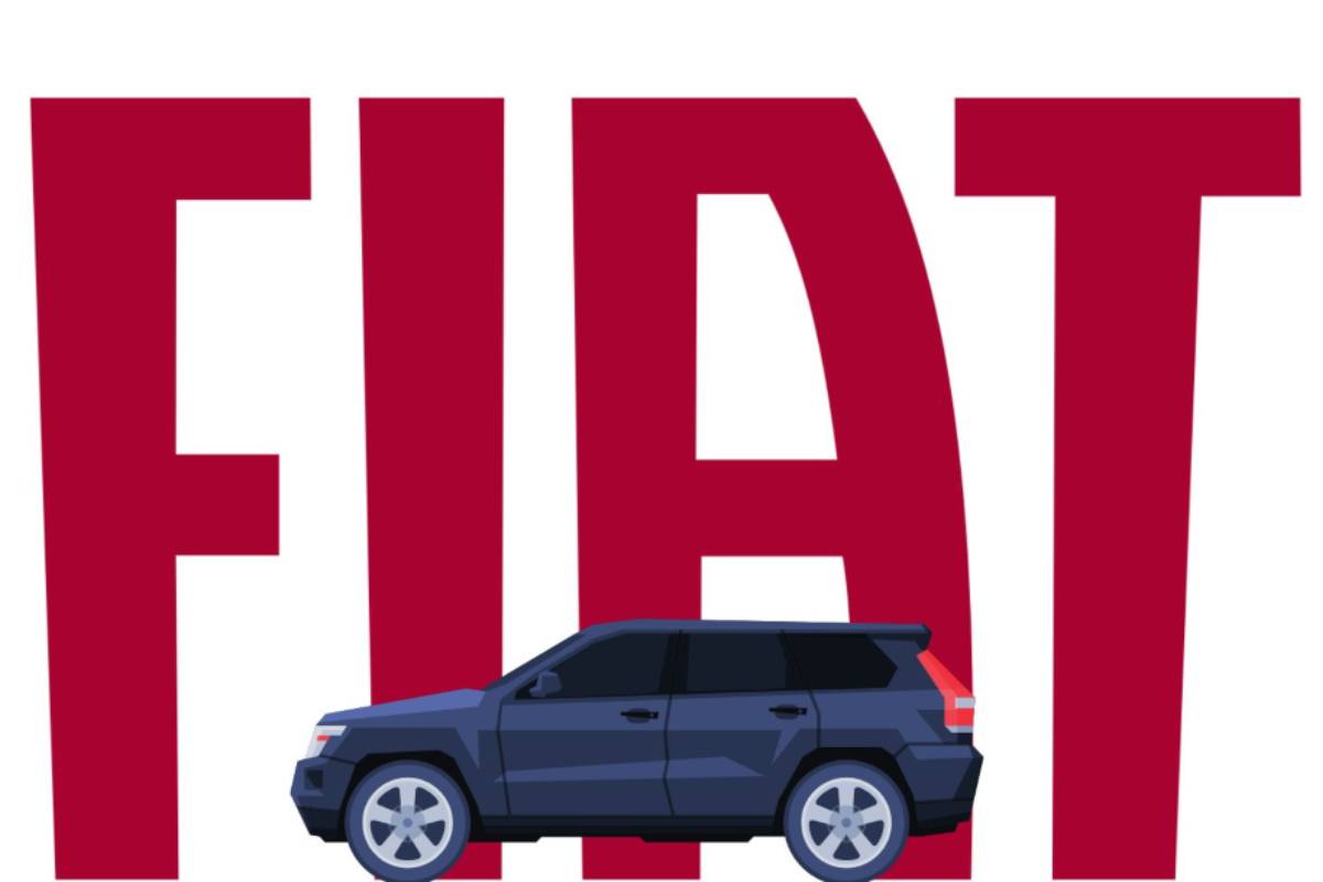 Il logo FIAT e il disegno di un'auto