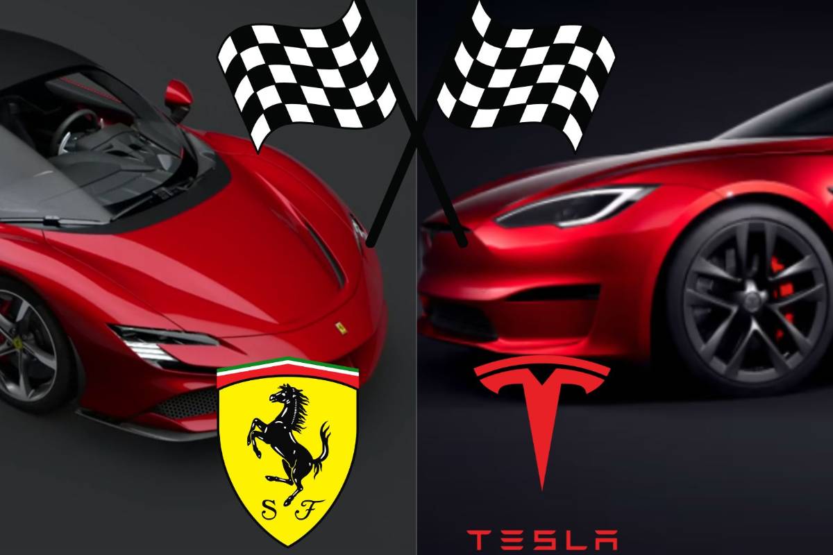 Ferrari e Tesla si sfidano all'ultimo respiro