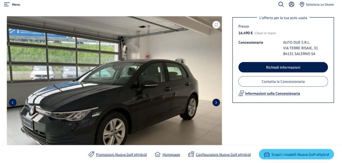 Volkswagen Golf al prezzo di una Dacia Sandero, è l'ultima serie ed ha tutto: come averla a questo prezzo